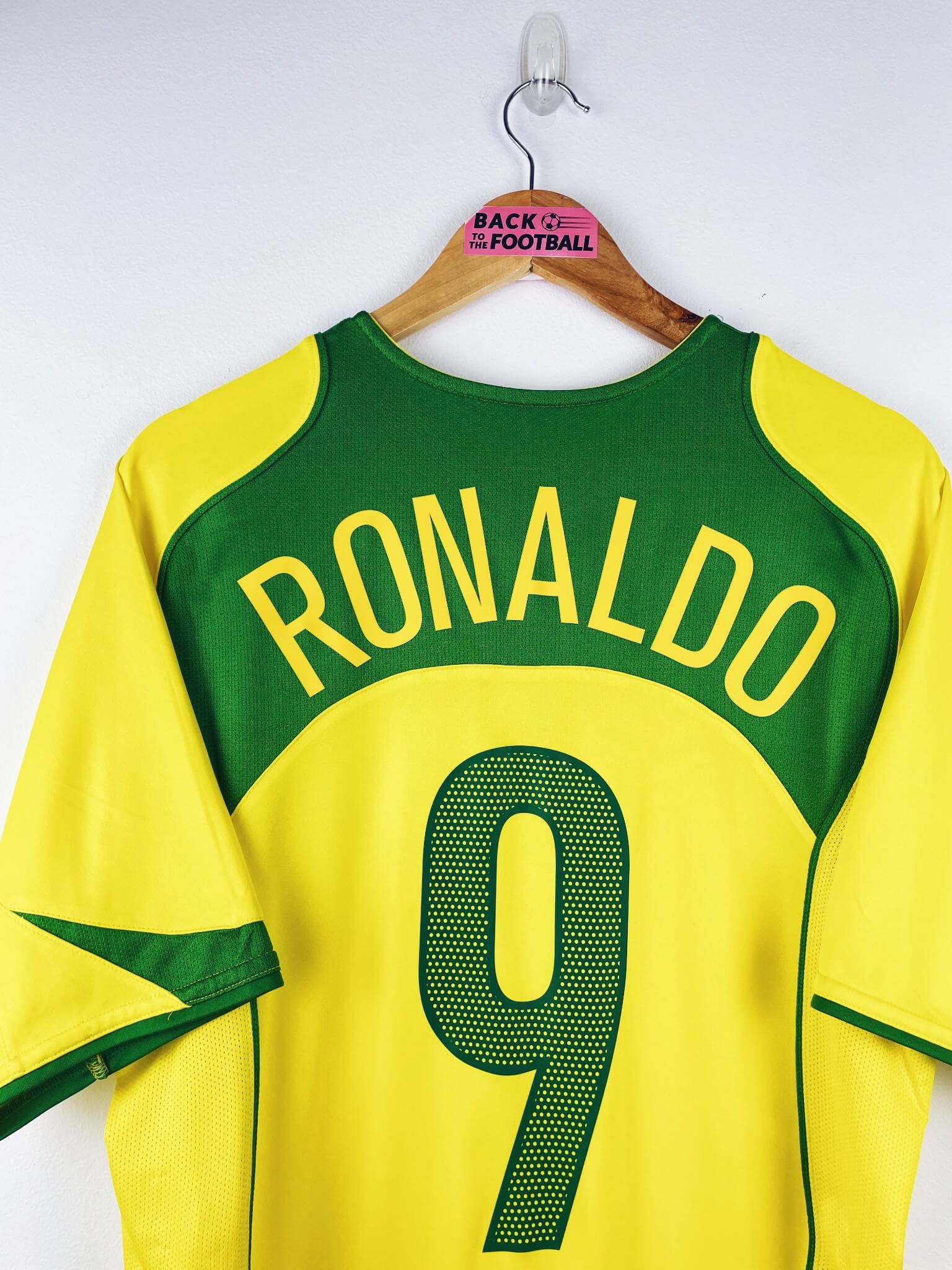 maillot vintage domicile Brésil 2004 floqué Ronaldo #9
