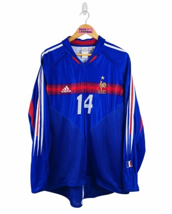 maillot vintage domicile équipe de France 2004 manches longues préparé pour le numéro 14 (match issue)