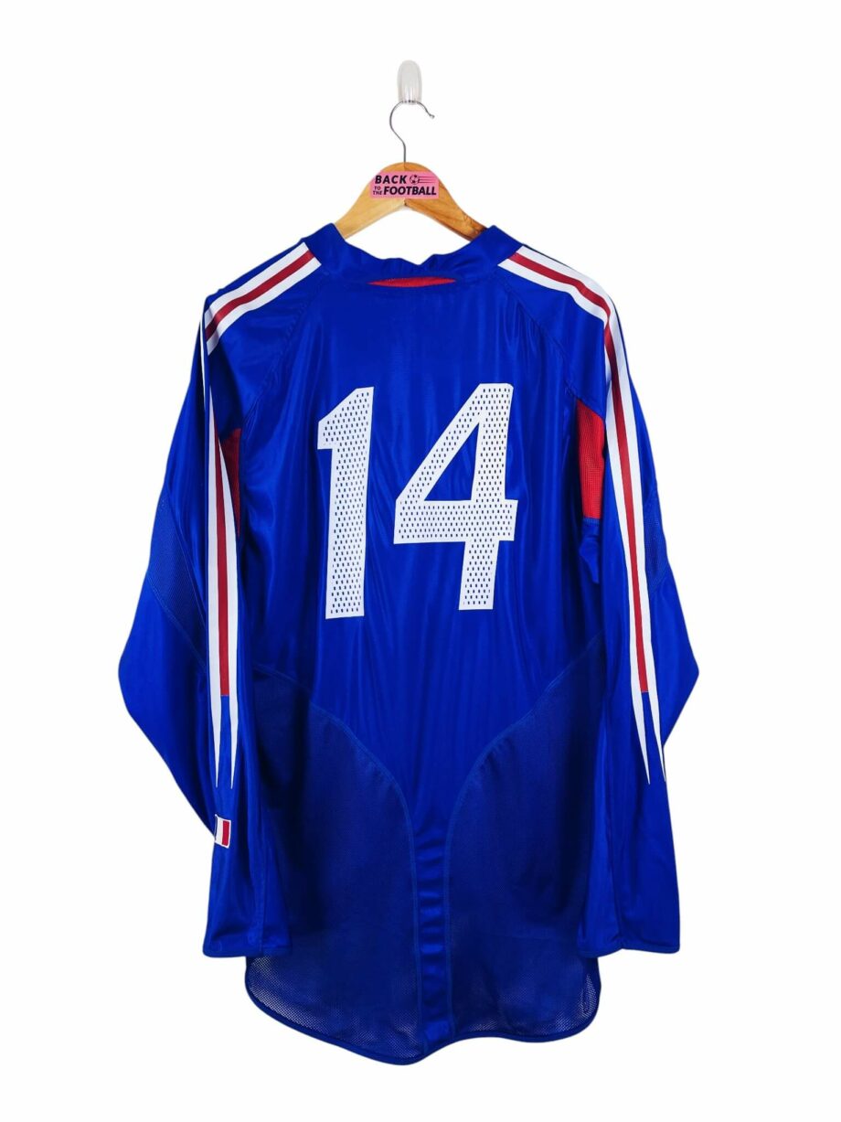 maillot vintage domicile équipe de France 2004 manches longues préparé pour le numéro 14 (match issue)