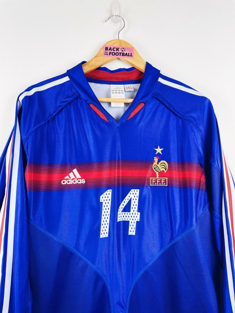 maillot vintage domicile équipe de France 2004 manches longues préparé pour le numéro 14 (match issue)