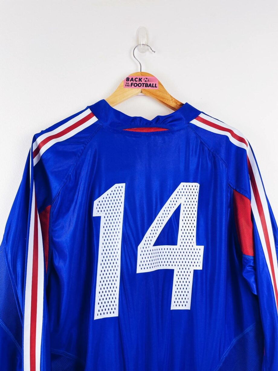 maillot vintage domicile équipe de France 2004 manches longues préparé pour le numéro 14 (match issue)
