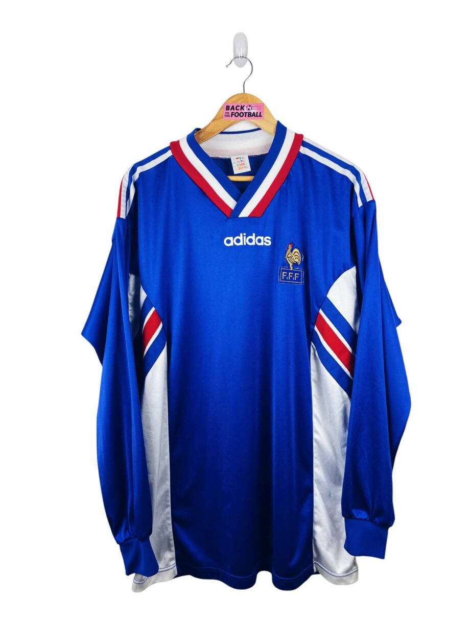maillot vintage domicile équipe de France espoirs 1996 porté (match worn) ou préparé (match issue) par le numéro 2