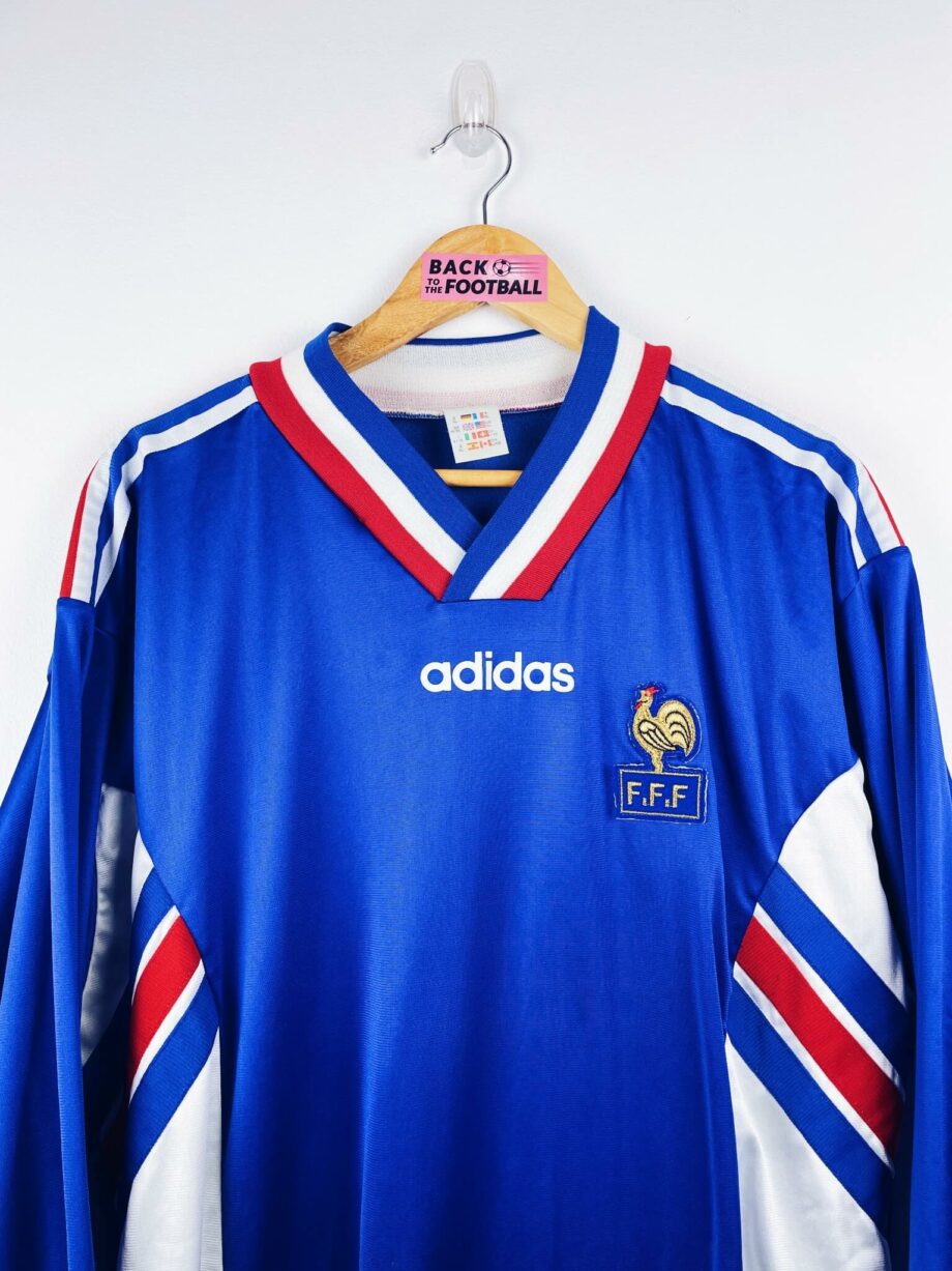 maillot vintage domicile équipe de France espoirs 1996 porté (match worn) ou préparé (match issue) par le numéro 2