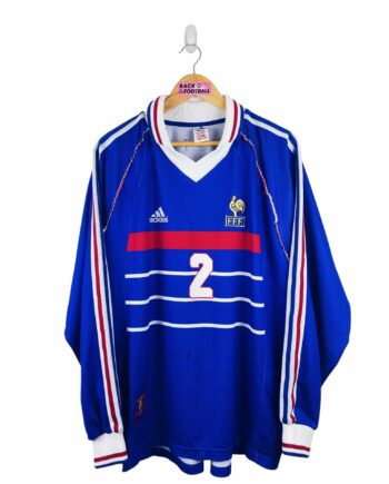 maillot vintage domicile équipe de France 1998 manches longues porté (match worn) ou préparé (match issue) pour le #2