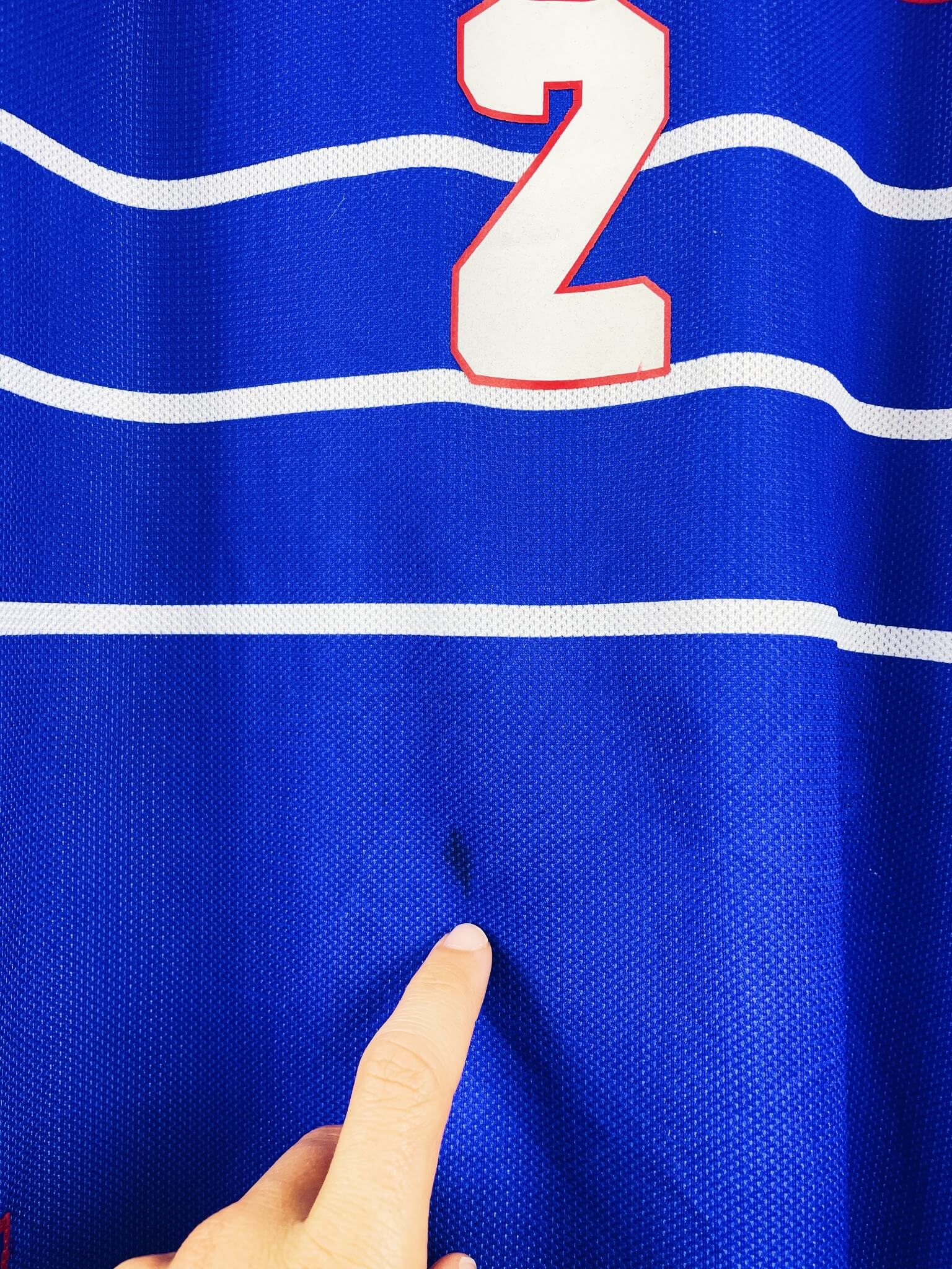 maillot vintage domicile équipe de France 1998 manches longues porté (match worn) ou préparé (match issue) pour le #2