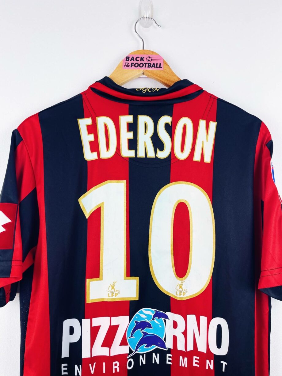 maillot vintage domicile OGC Nice 2007/2008 porté (match worn) ou préparé (match issue) pour Ederson #10