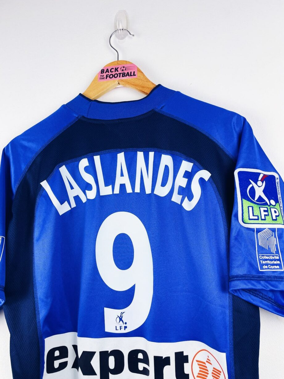 maillot vintage domicile SC Bastia 2002/2003 porté (match worn) ou préparé (match issue) pour Laslandes #9