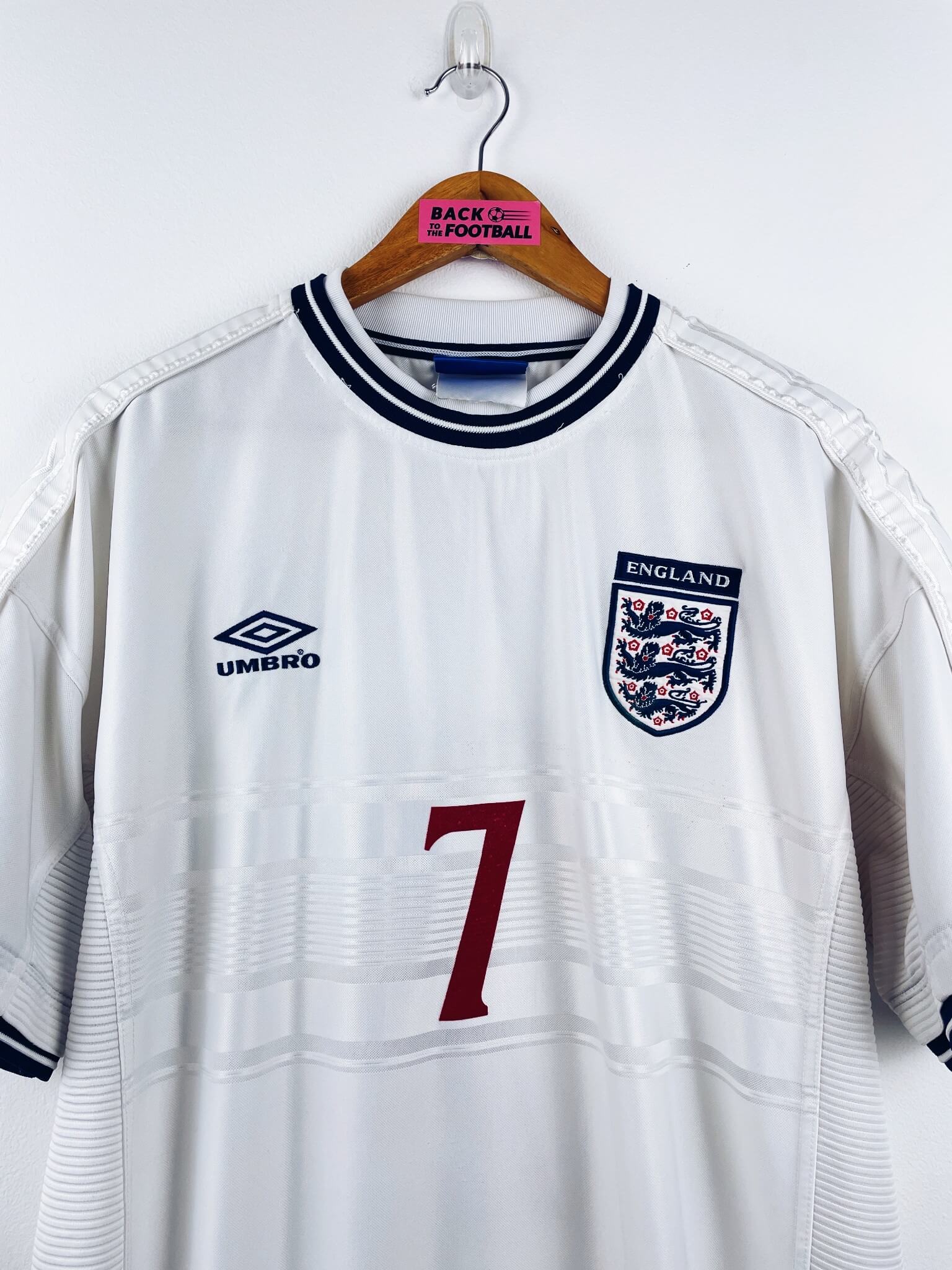 maillot vintage domicile Angleterre 1999/2001 floqué Beckham #7