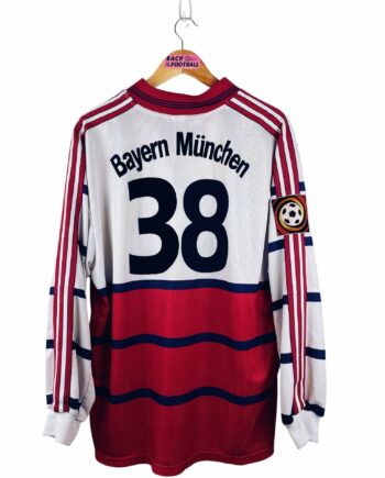 maillot vintage extérieur Bayern Munich 1998/2000 préparé (match issue) ou porté (match worn) par le numéro 38