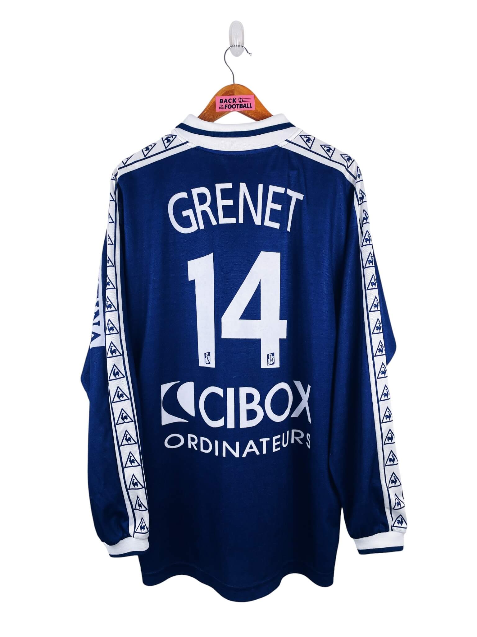 maillot vintage domicile Girondins de Bordeaux 1998/1999 manches longues porté (match worn) ou préparé (match issue) pour Grenet #14