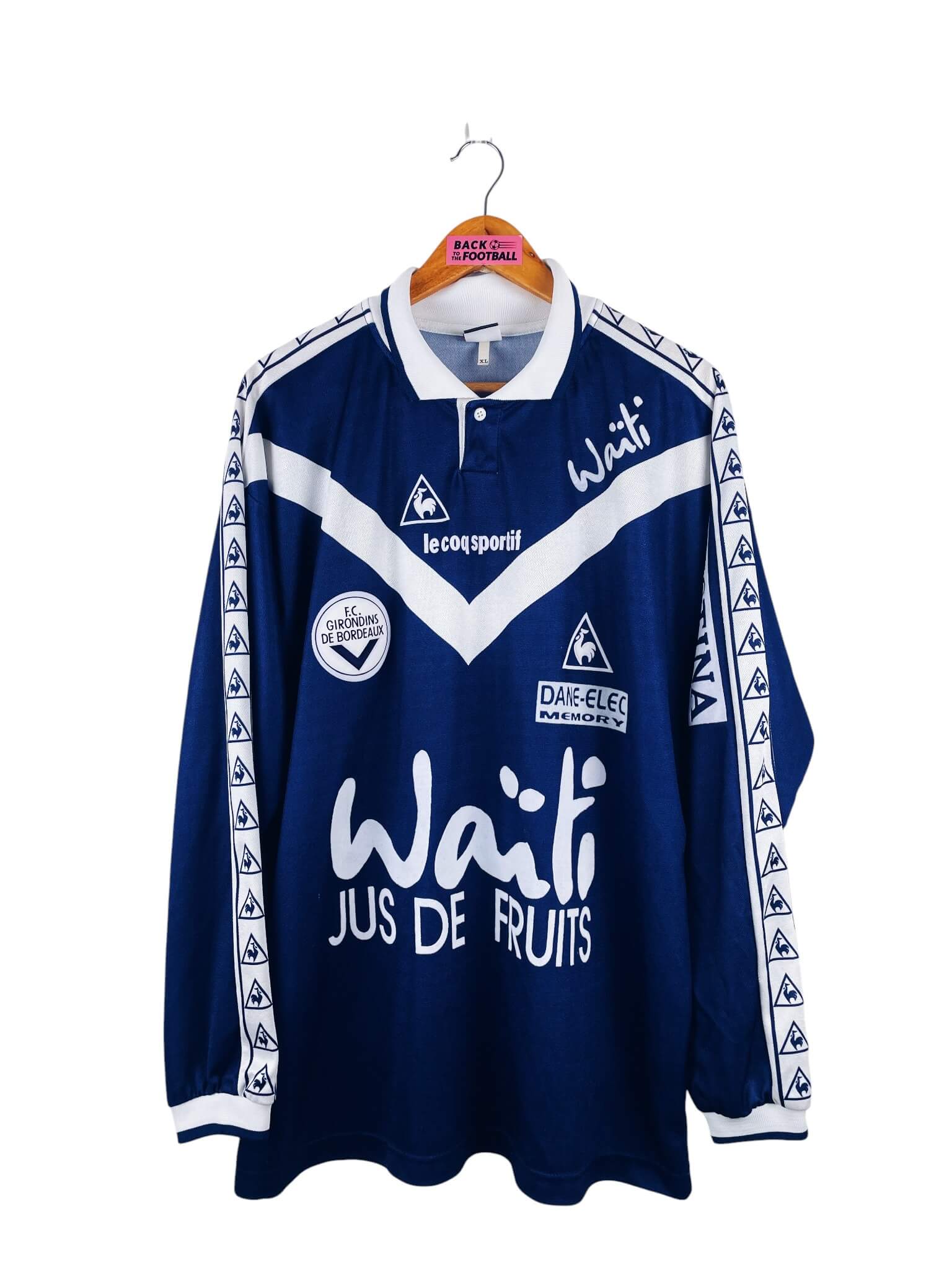 maillot vintage domicile Girondins de Bordeaux 1998/1999 manches longues porté (match worn) ou préparé (match issue) pour Grenet #14