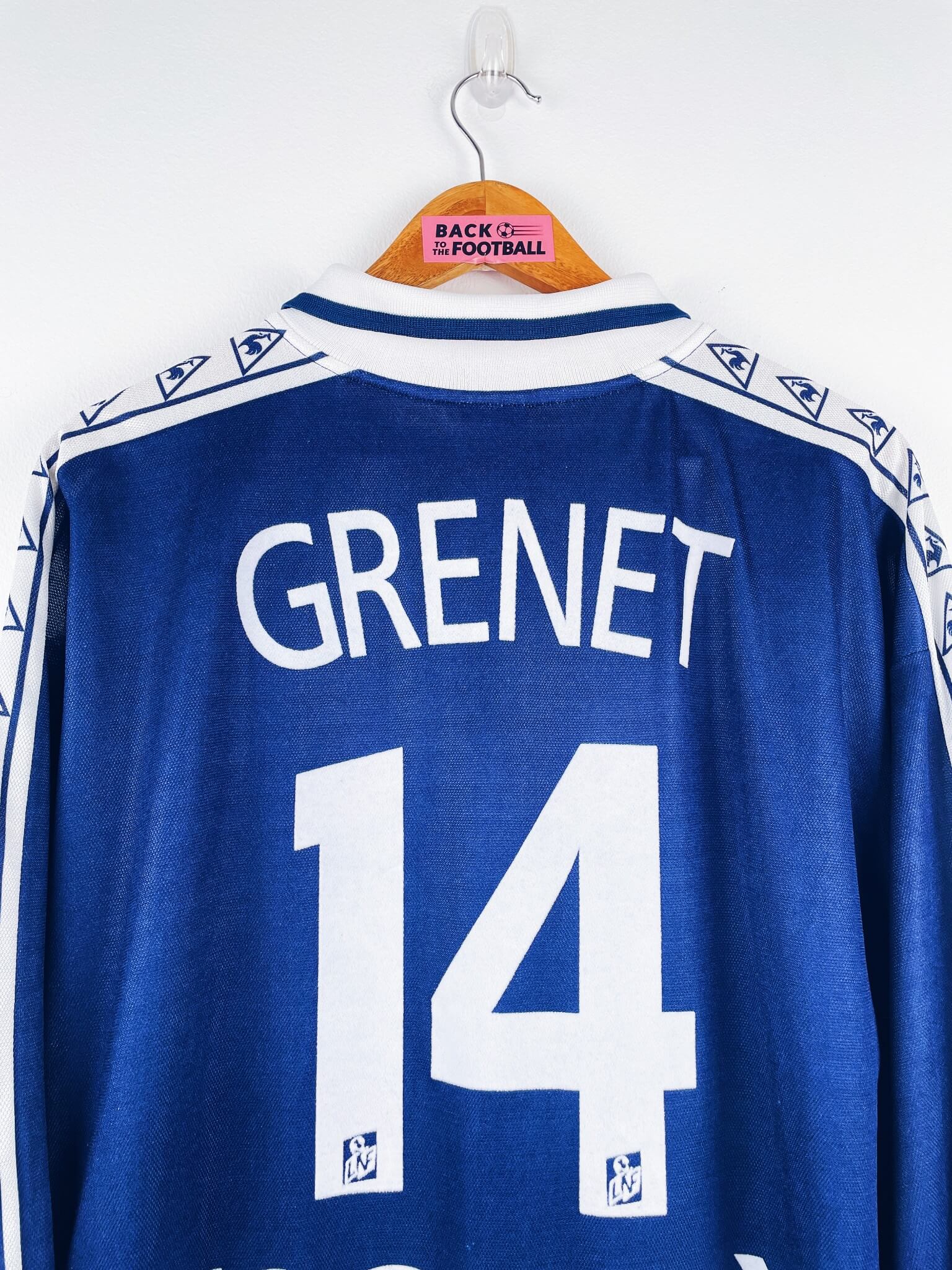 maillot vintage domicile Girondins de Bordeaux 1998/1999 manches longues porté (match worn) ou préparé (match issue) pour Grenet #14