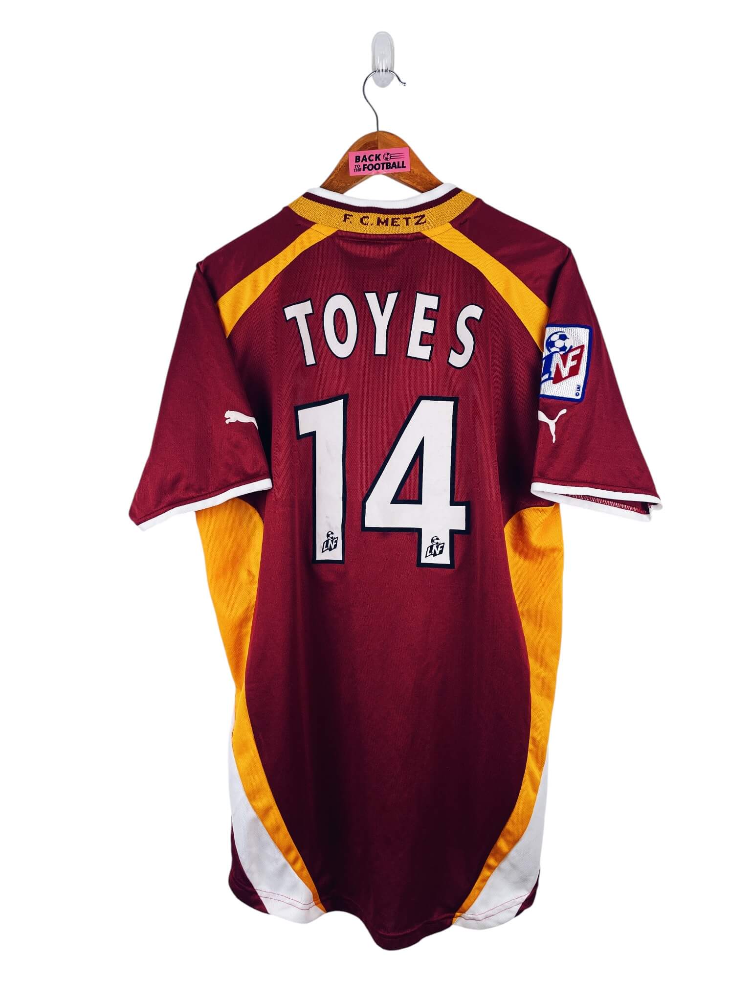 maillot vintage domicile FC Metz 2000/2001 porté (match worn) ou préparé (match issue) pour Toyes #14