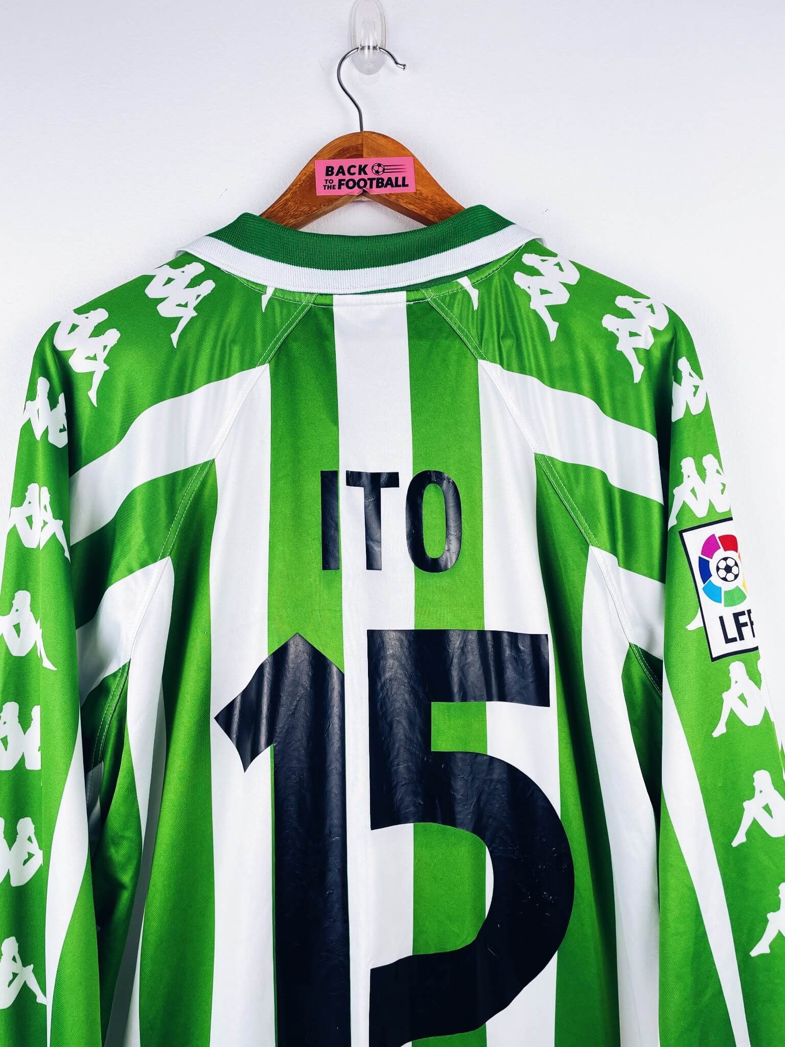 maillot vintage domicile Betis Séville 2000/2002 préparé (match issue) ou porté (match worn) par Ito #15