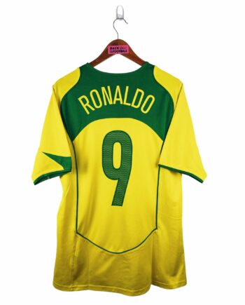 maillot vintage domicile Brésil 2004 floqué Ronaldo #9