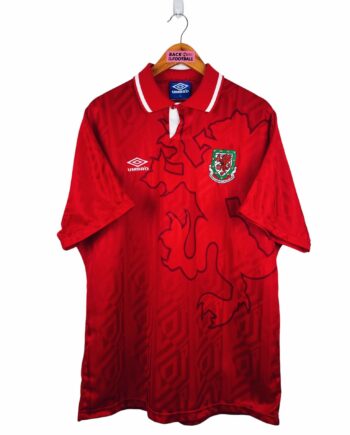 maillot vintage domicile Pays de Galles 1992 porté (match worn) ou préparé (match issue) pour le numéro 16