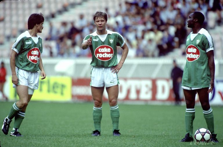 maillot vintage domicile AS Saint-Etienne 1985/1986 Cake Rocher