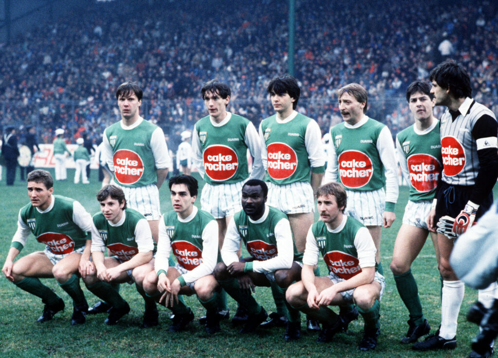 maillot vintage domicile AS Saint-Etienne 1985/1986 Cake Rocher