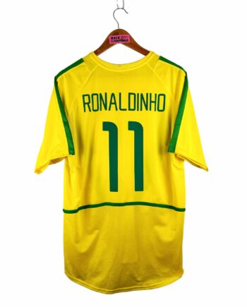 maillot vintage domicile Brésil 2002 floqué Ronaldinho #11
