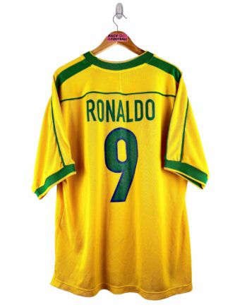 maillot vintage domicile Brésil 1998 floqué Ronaldo #9