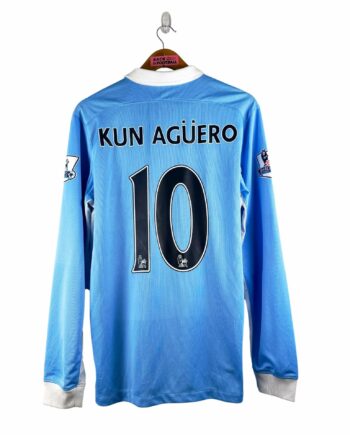 maillot vintage domicile Manchester City 2015/2016 manches longues floqué Kun Agüero #10