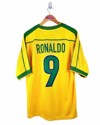 maillot vintage domicile Brésil 1998 floqué Ronaldo #9