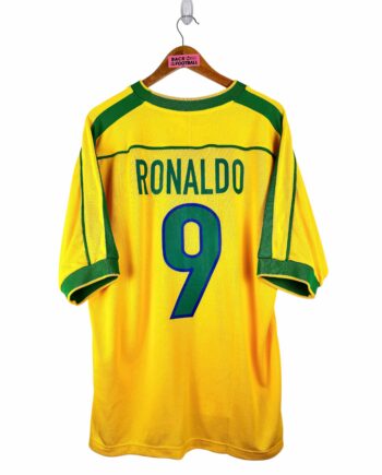 maillot vintage domicile Brésil 1998 floqué Ronaldo #9