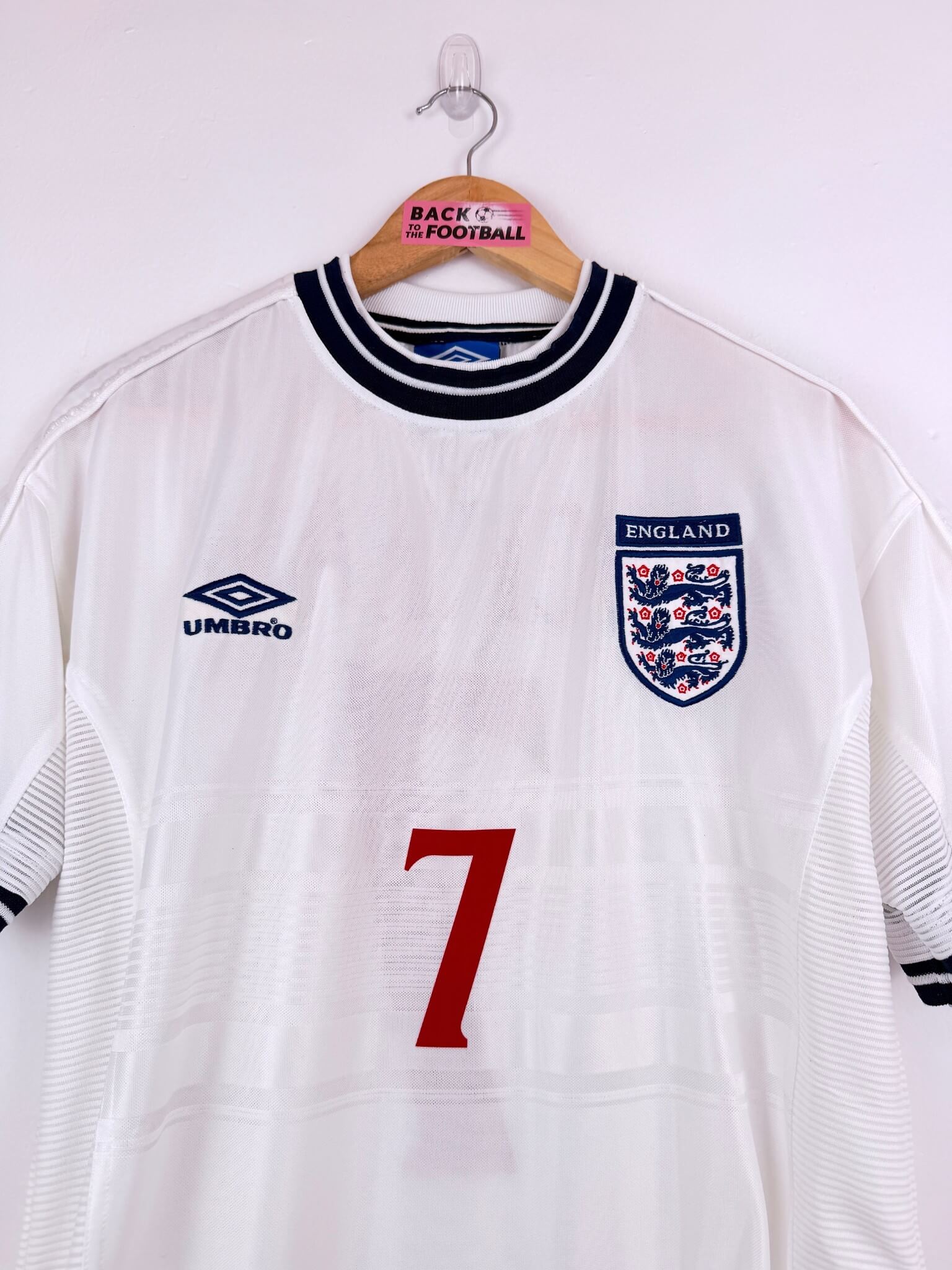 maillot vintage domicile Angleterre 1999/2001 floqué Beckham #7
