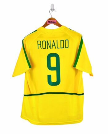 maillot vintage domicile Brésil 2002 floqué Ronaldo #9