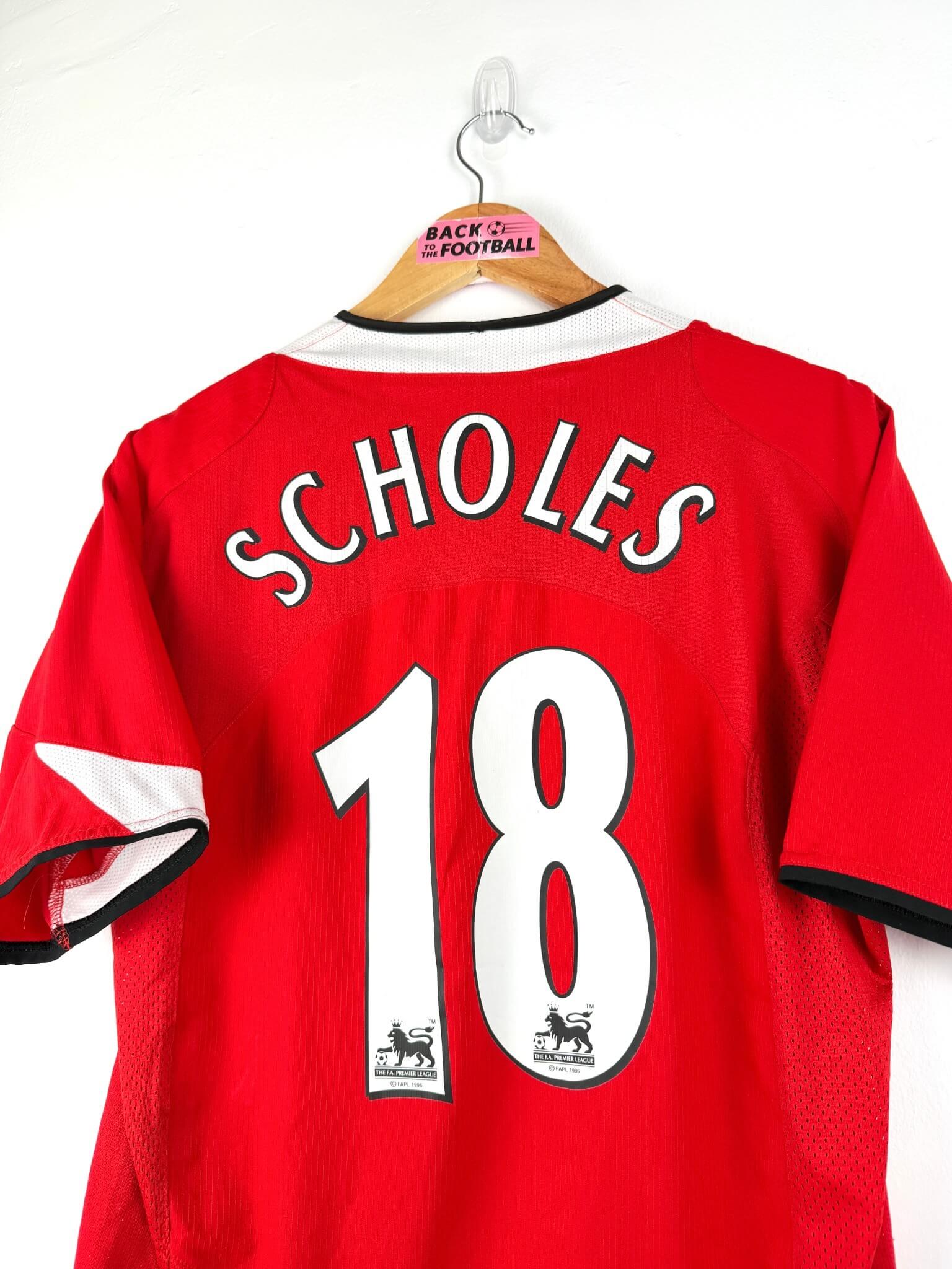 maillot vintage domicile Manchester United 2004/2006 floqué Scholes #18