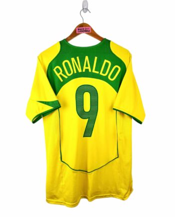 maillot vintage domicile Brésil 2004 floqué Ronaldo #9