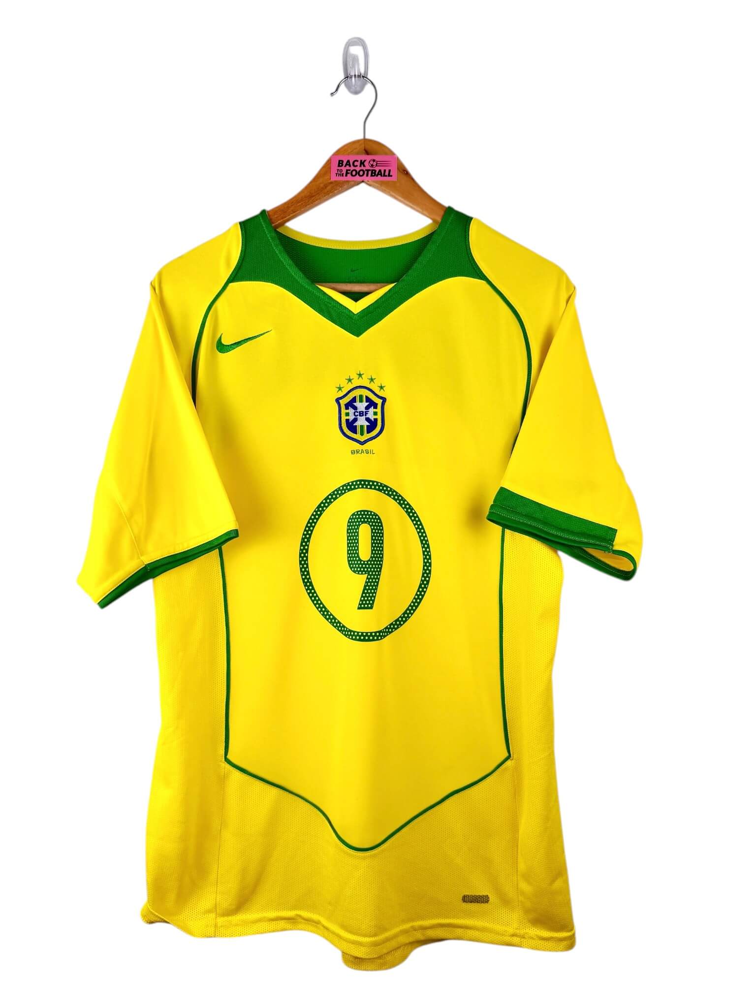 maillot vintage domicile Brésil 2004 floqué Ronaldo #9