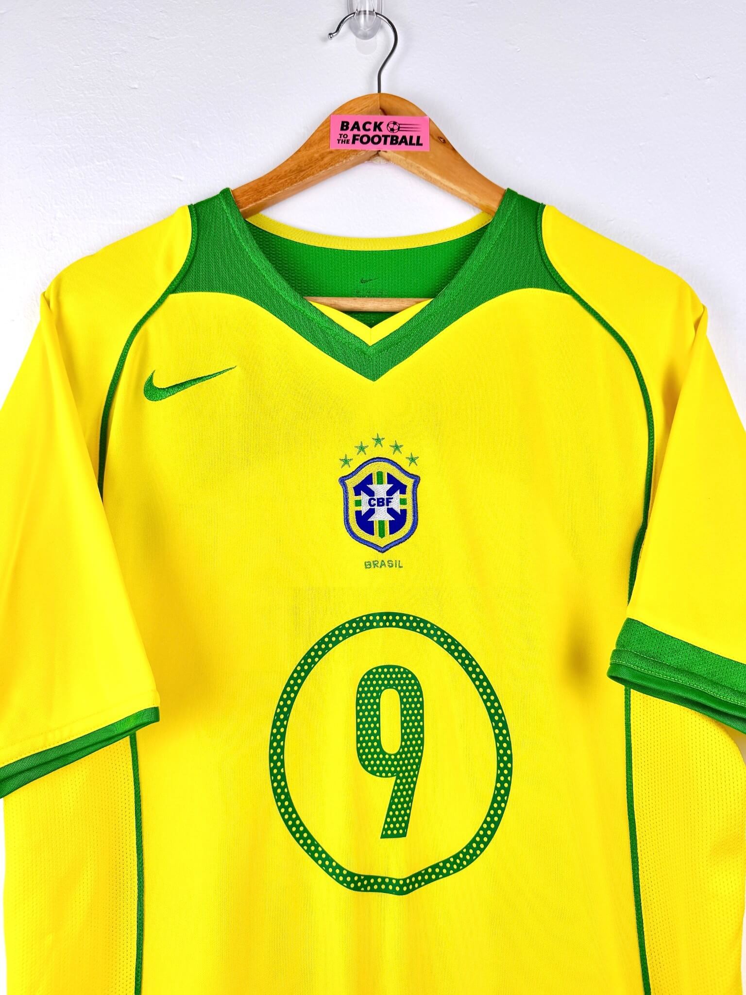 maillot vintage domicile Brésil 2004 floqué Ronaldo #9