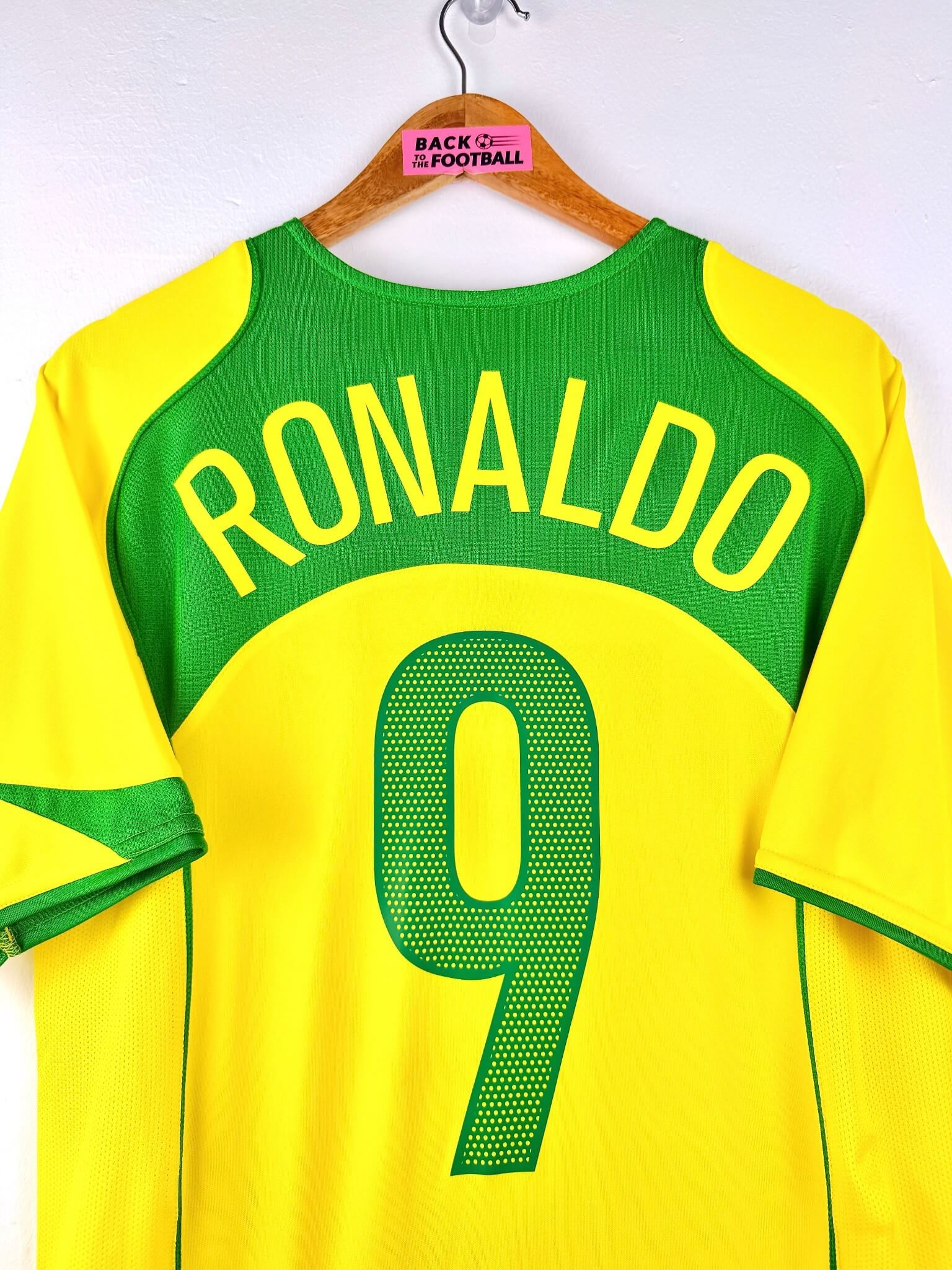 maillot vintage domicile Brésil 2004 floqué Ronaldo #9