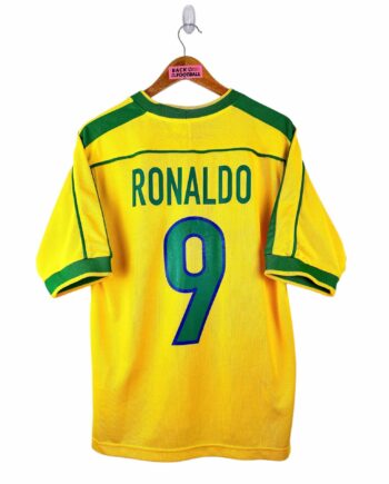 maillot vintage domicile Brésil 1998 floqué Ronaldo #9