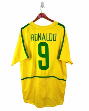 maillot vintage domicile Brésil 2002 floqué Ronaldo #9
