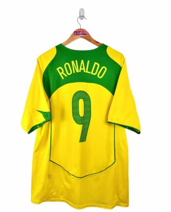 maillot vintage domicile Brésil 2004 floqué Ronaldo #9