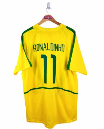 maillot vintage domicile Brésil 2002 floqué Ronaldinho #11