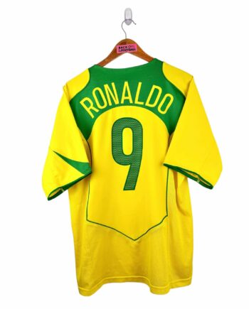 maillot vintage domicile Brésil 2004 floqué Ronaldo #9