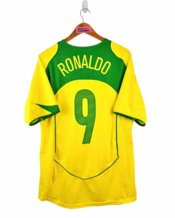 maillot vintage domicile Brésil 2004 floqué Ronaldo #9