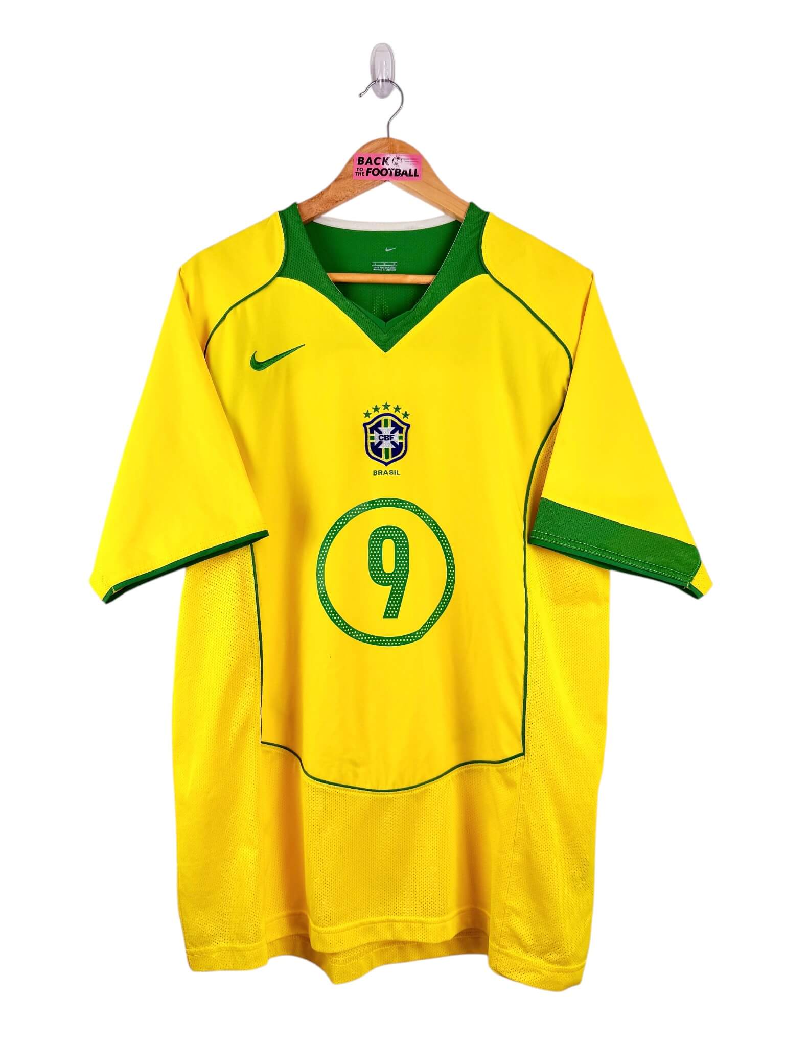 maillot vintage domicile Brésil 2004 floqué Ronaldo #9