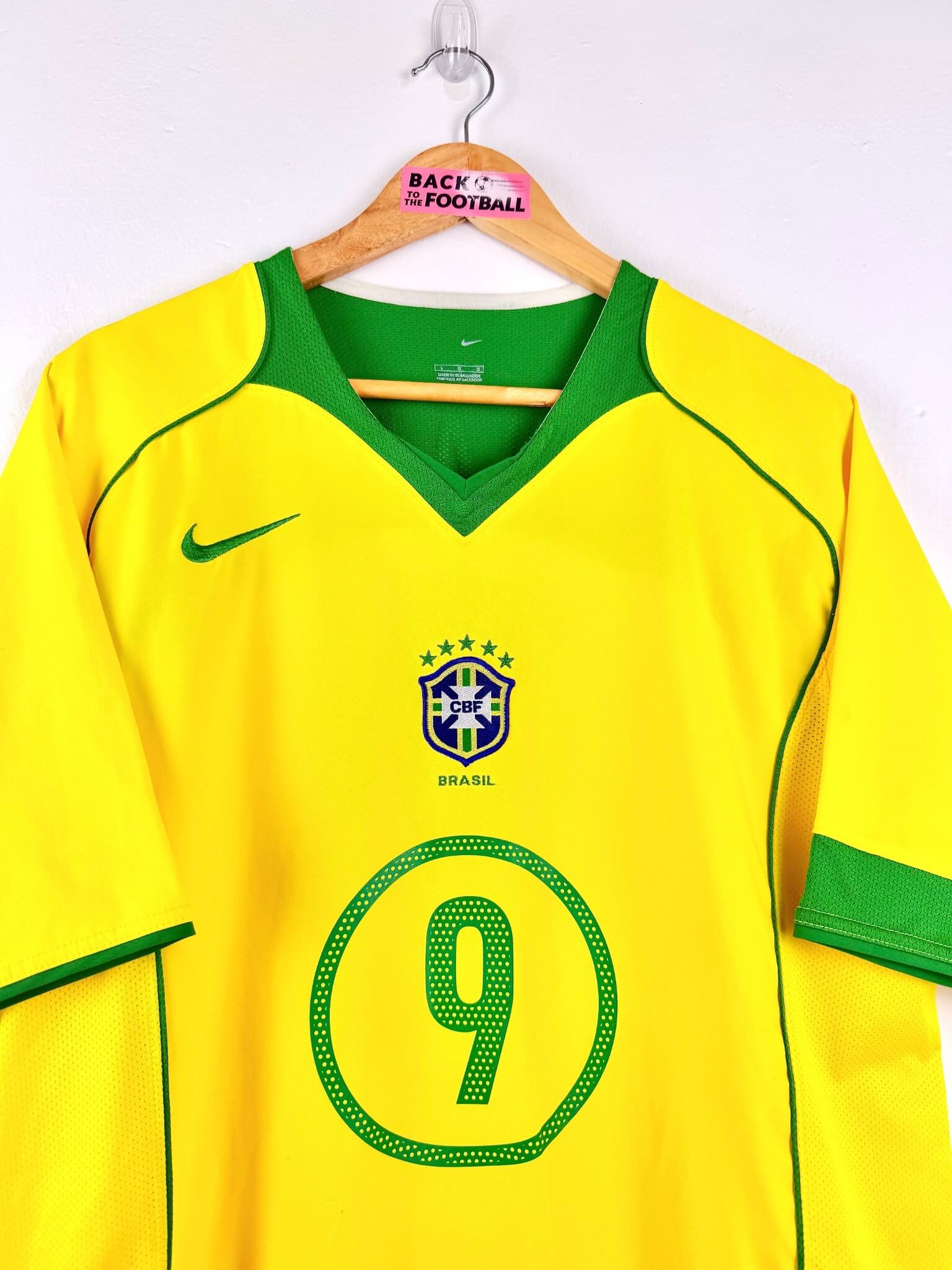 maillot vintage domicile Brésil 2004 floqué Ronaldo #9