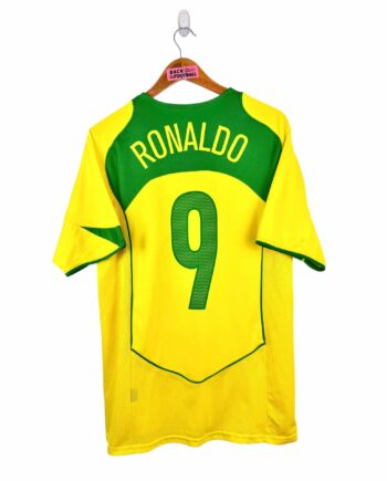 maillot vintage domicile Brésil 2004 floqué Ronaldo #9