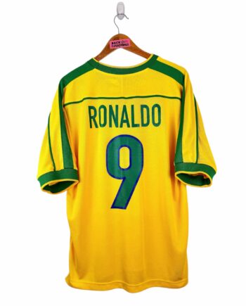 maillot vintage domicile Brésil 1998 floqué Ronaldo #9