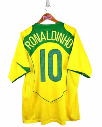 maillot vintage domicile Brésil 2004 floqué Ronaldinho #10
