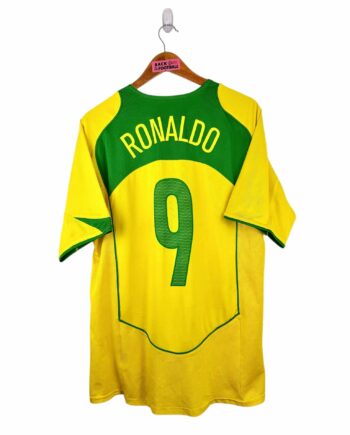 maillot vintage domicile Brésil 2004 floqué Ronaldo #9