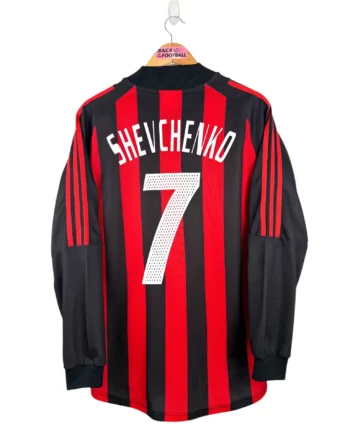 maillot vintage domicile AC Milan 2002/2003 manches longues floqué Shevchenko #7