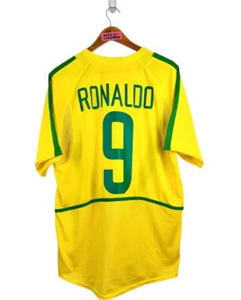 maillot vintage domicile Brésil 2002 floqué Ronaldo #9