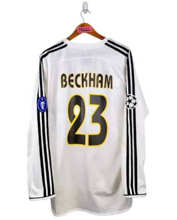 maillot vintage domicile Real Madrid 2003/2004 manches longues floqué Beckham #23