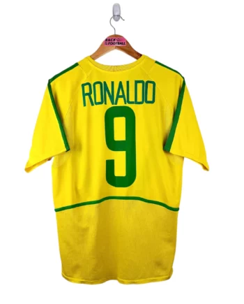 maillot vintage domicile Brésil 2002 floqué Ronaldo #9